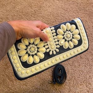 New Lockheart Leather Clutch Purse Beaded